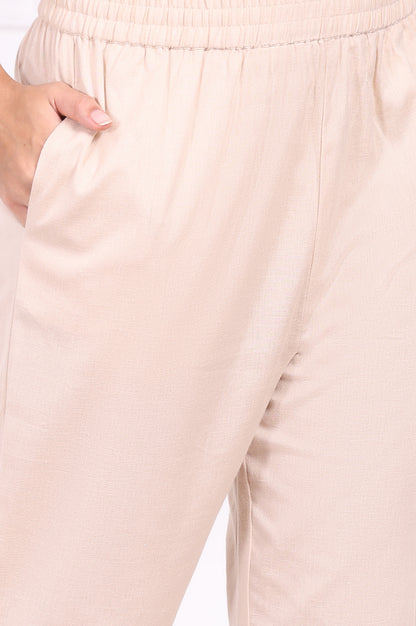 Yellow Floral Embroidered Straight Rayon Kurta and Straight Pant Set