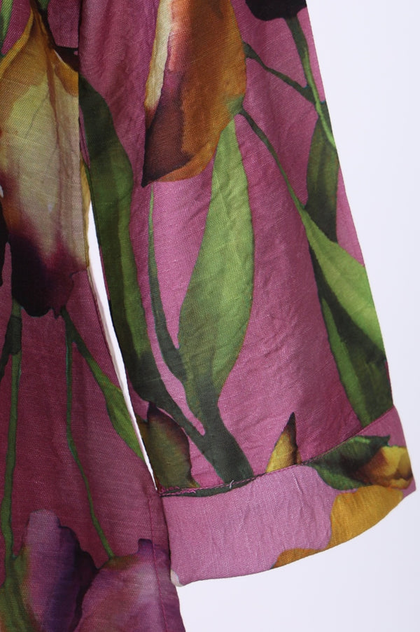 Light Purple Floral Printed Straight Shirt and Pants Co-ord Set
