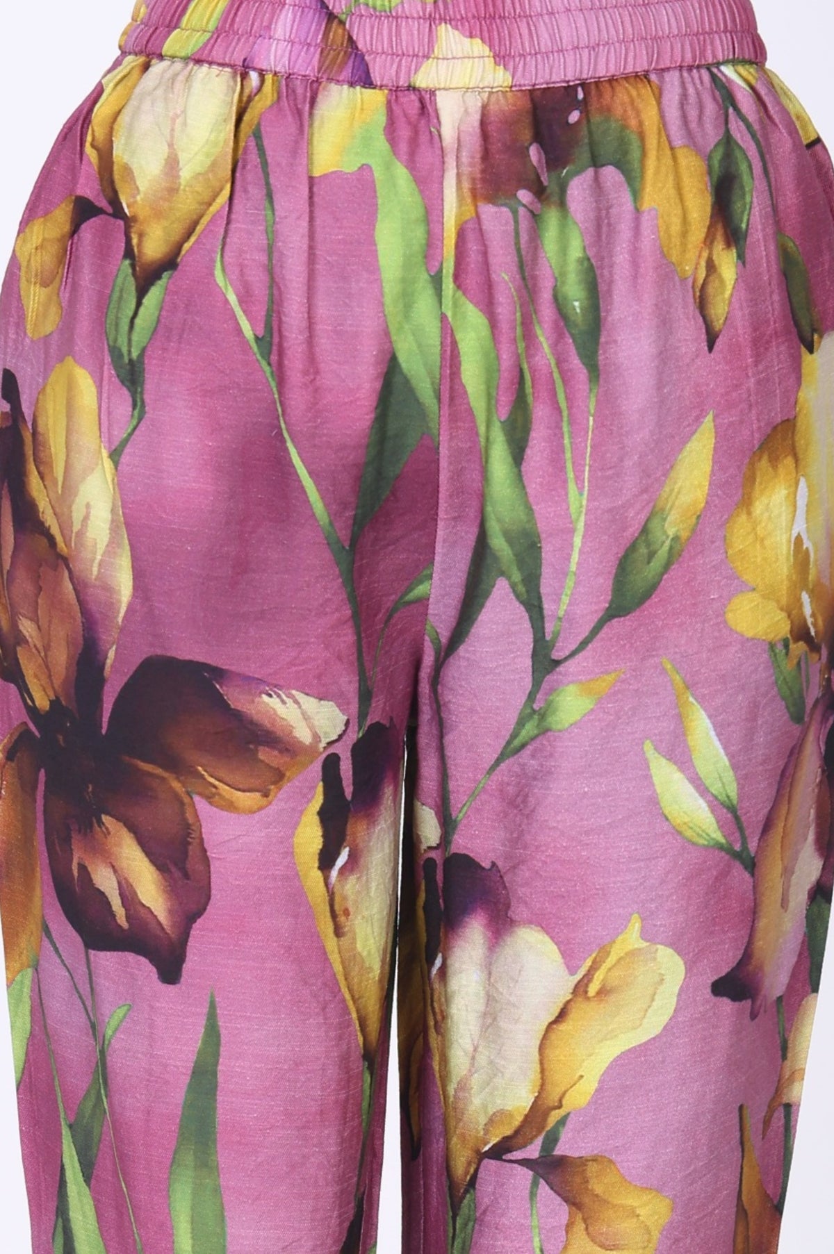 Light Purple Floral Printed Straight Shirt and Pants Co-ord Set