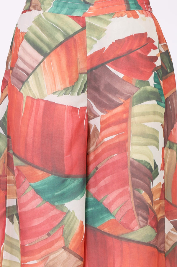 Multicolor Tropical Floral Printed Georgette Kurta with Pants Co-ord Set