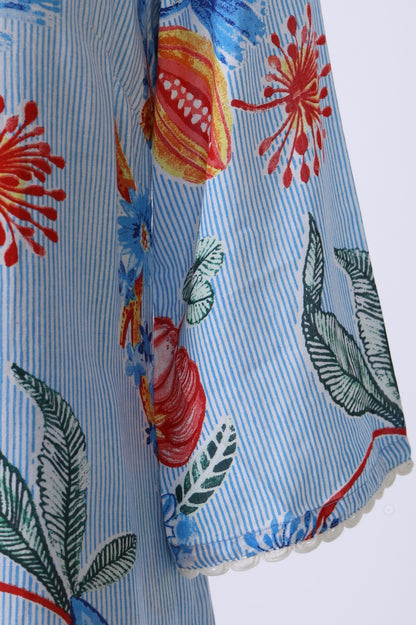 Light Blue Floral Printed Modal Straight Kurta with Flared Pants Co-ord Set