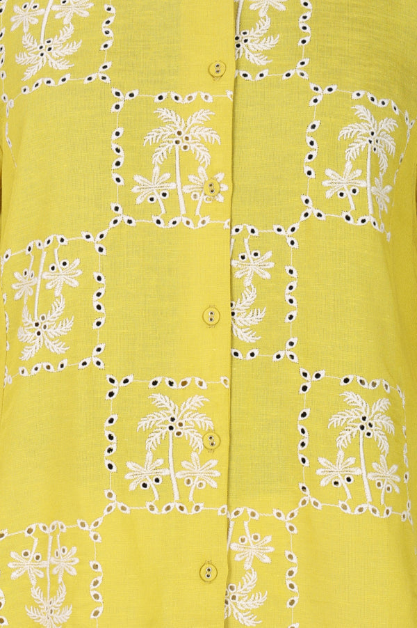 Beige Thread Embroidered Rayon Flax Straight Kurta with Parallel Pants Set