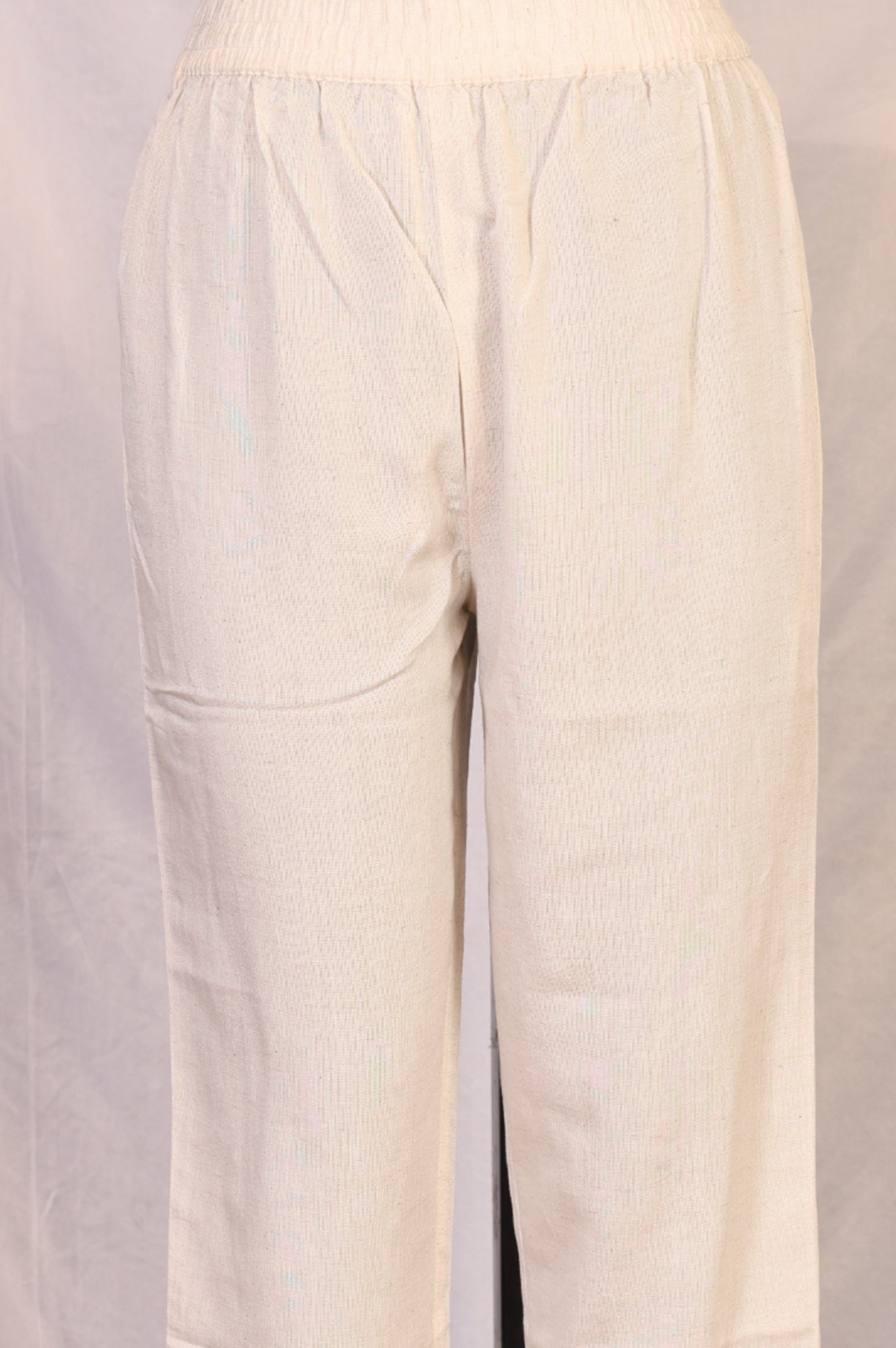 Off White Floral Embroidered Rayon A-line Kurta and Straight Pants Set