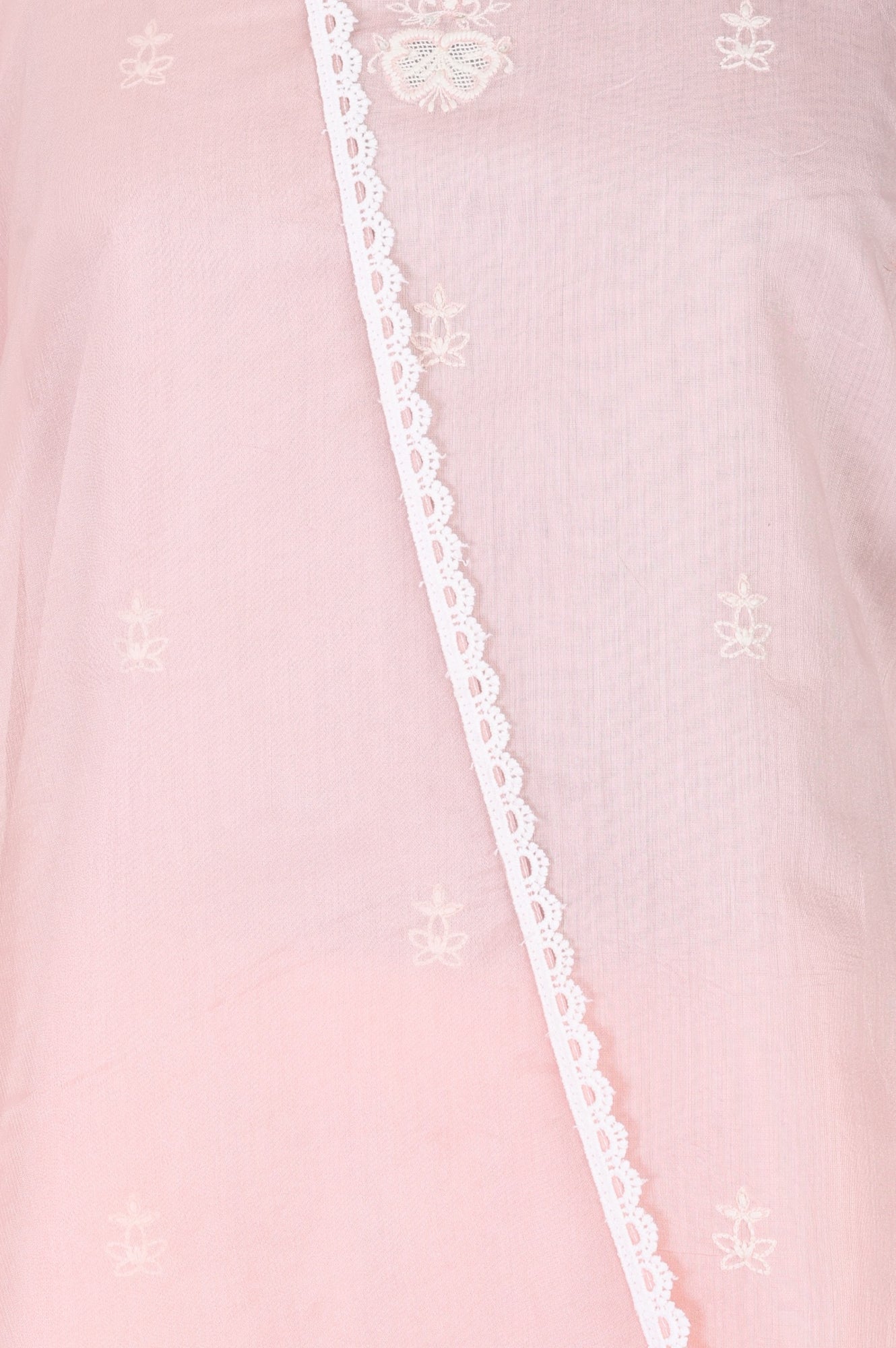 Light Pink Embroidered Chanderi Straight Kurta with Parallel Pants and Dupatta Set