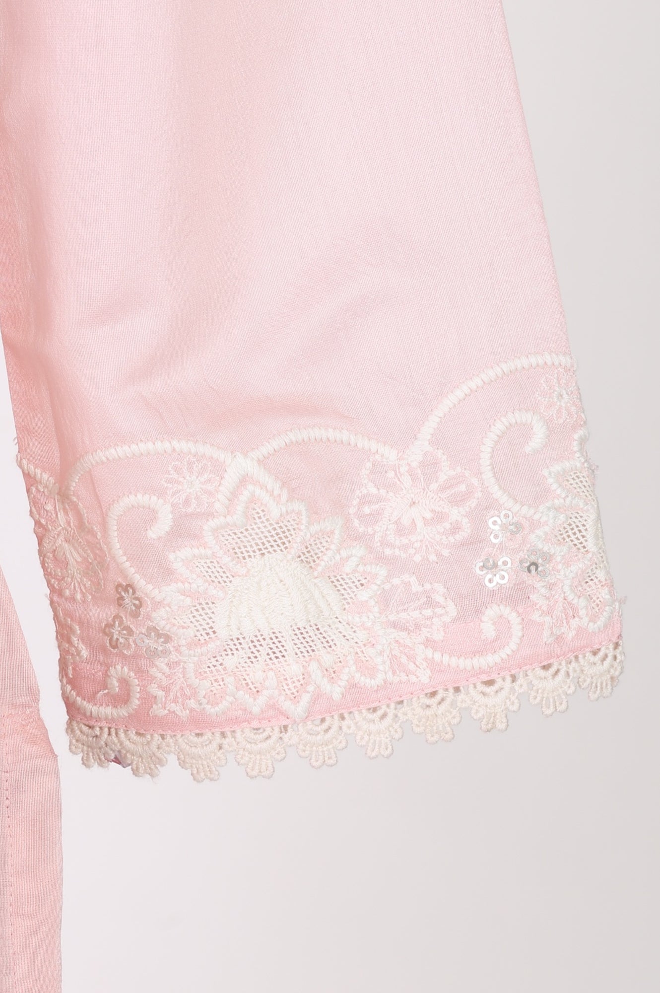 Light Pink Embroidered Chanderi Straight Kurta with Parallel Pants and Dupatta Set
