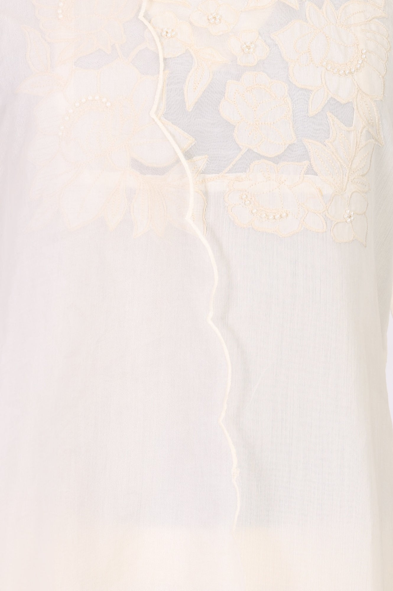 Off White Embroidered Chanderi Straight Kurta with Pants and Dupatta Set