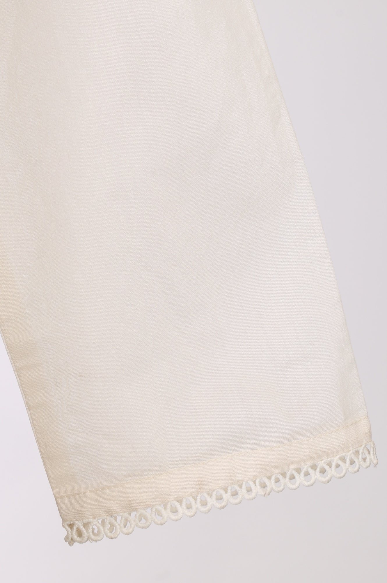Off White Embroidered Chanderi Straight Kurta with Pants and Dupatta Set