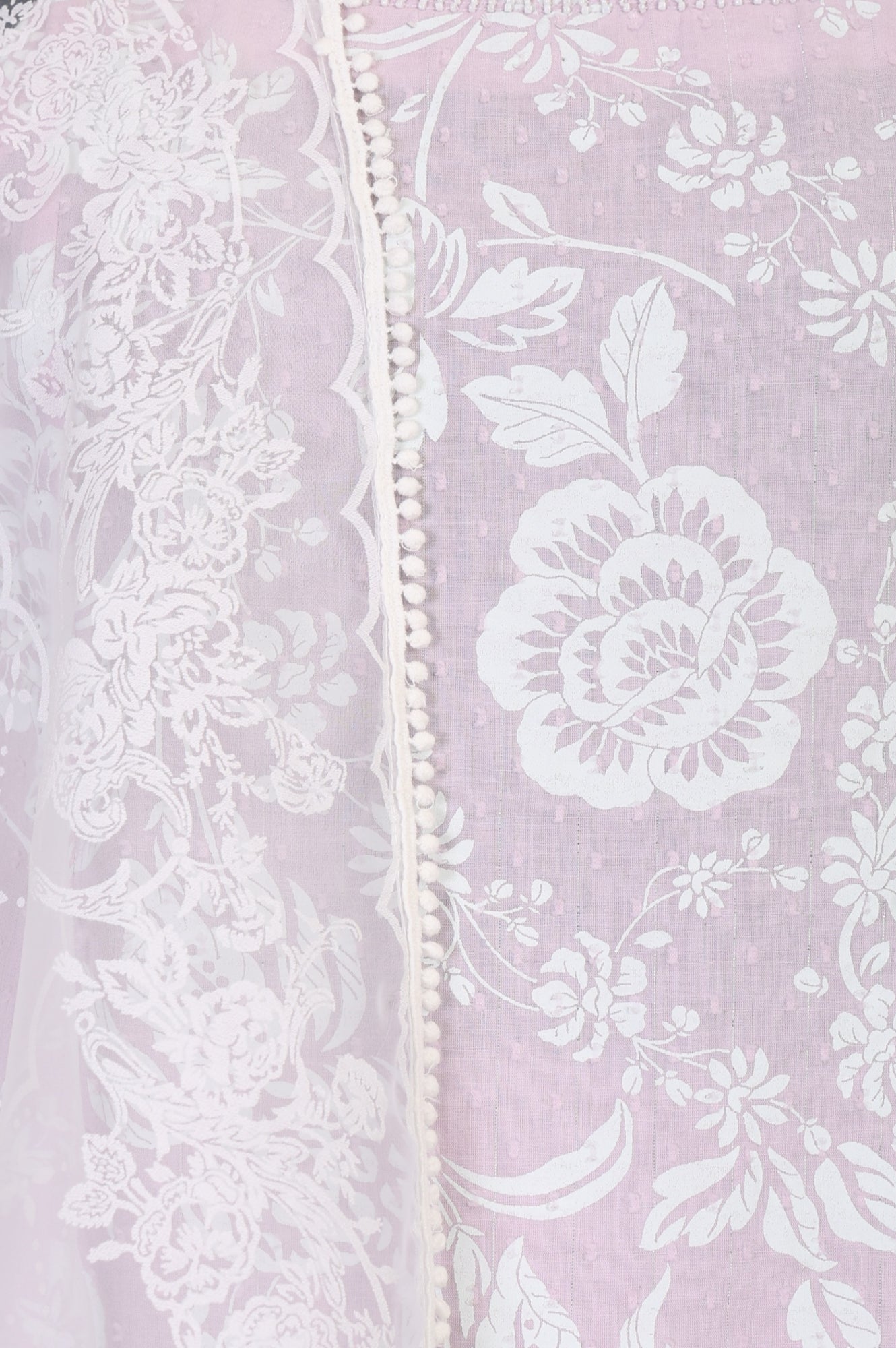 Lavender Floral Printed Pure Cotton Noodle Straps Straight Kurta with Palazzo and Dupatta Set