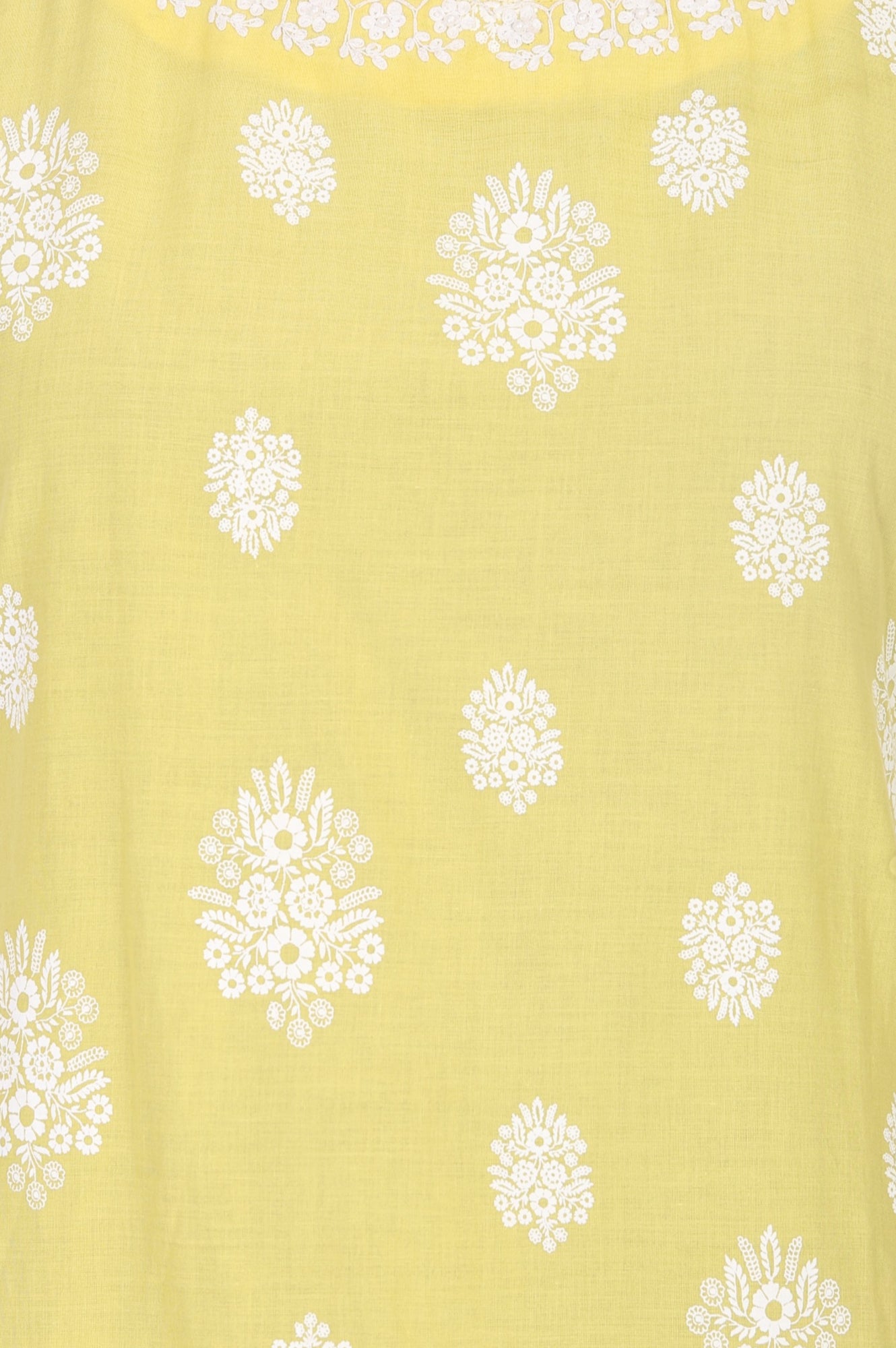 Yellow Floral Printed Pure Cotton Sleeveless Straight Kurta with Pants Set