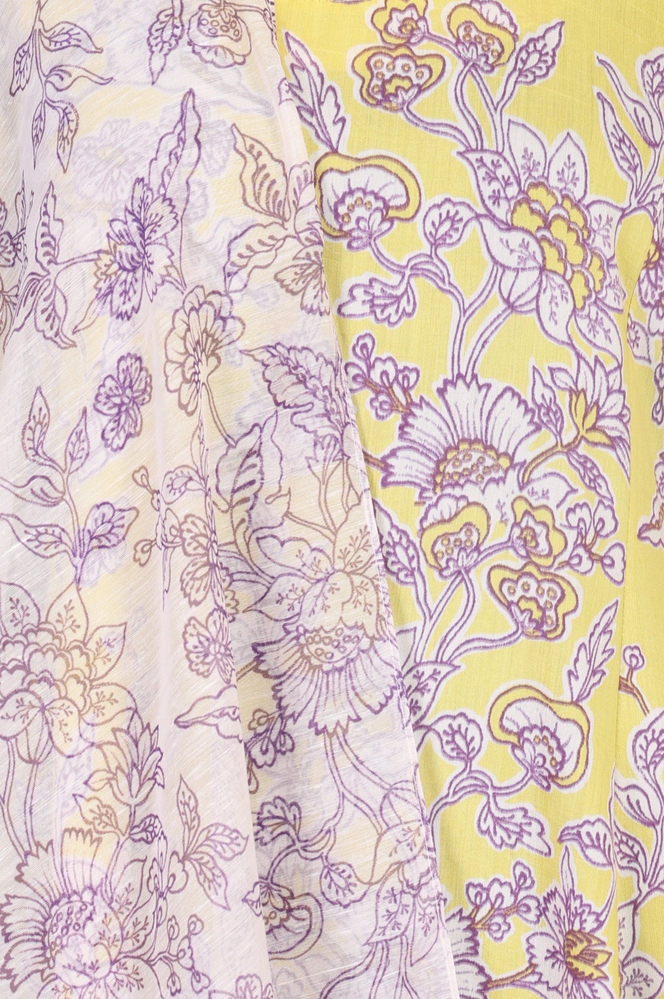 Yellow Floral Printed Flared Kurta with Pants and Dupatta Set