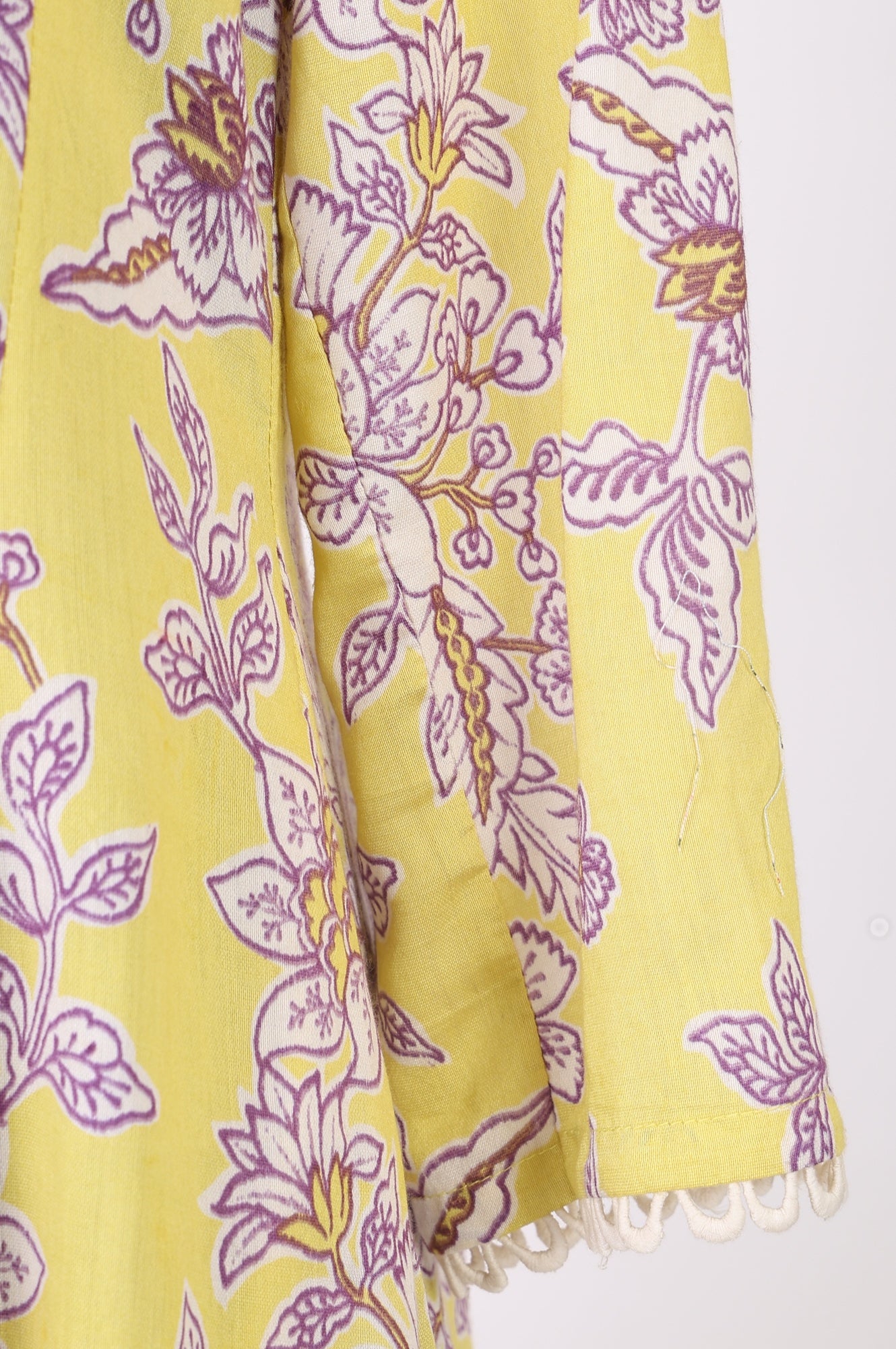 Yellow Floral Printed Flared Kurta with Pants and Dupatta Set