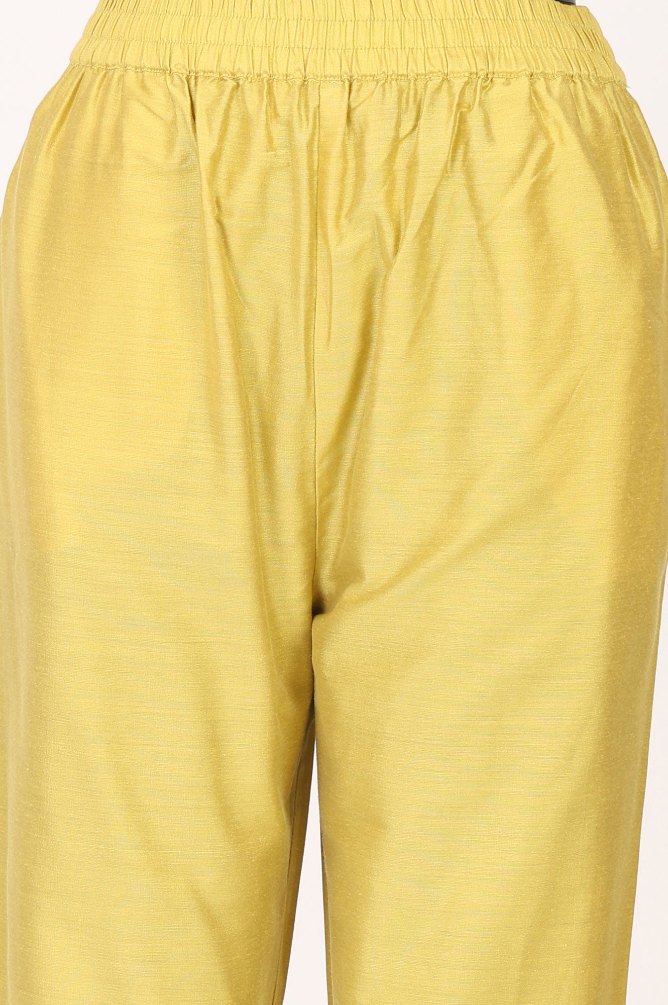 Yellow Thread Embroidered Straight Kurta With Pants and Dupatta Set