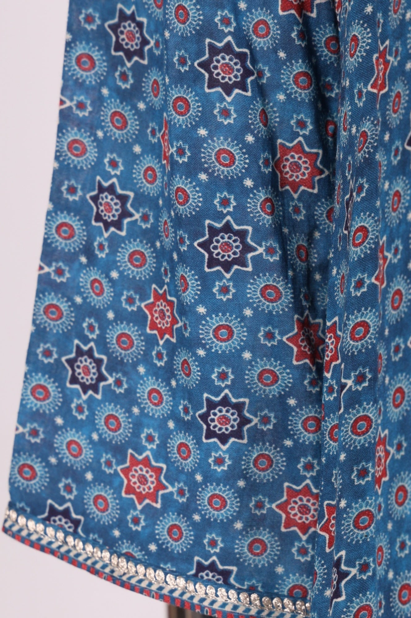 Blue Floral Printed Modal Straight Kurta with Pants and Dupatta Set