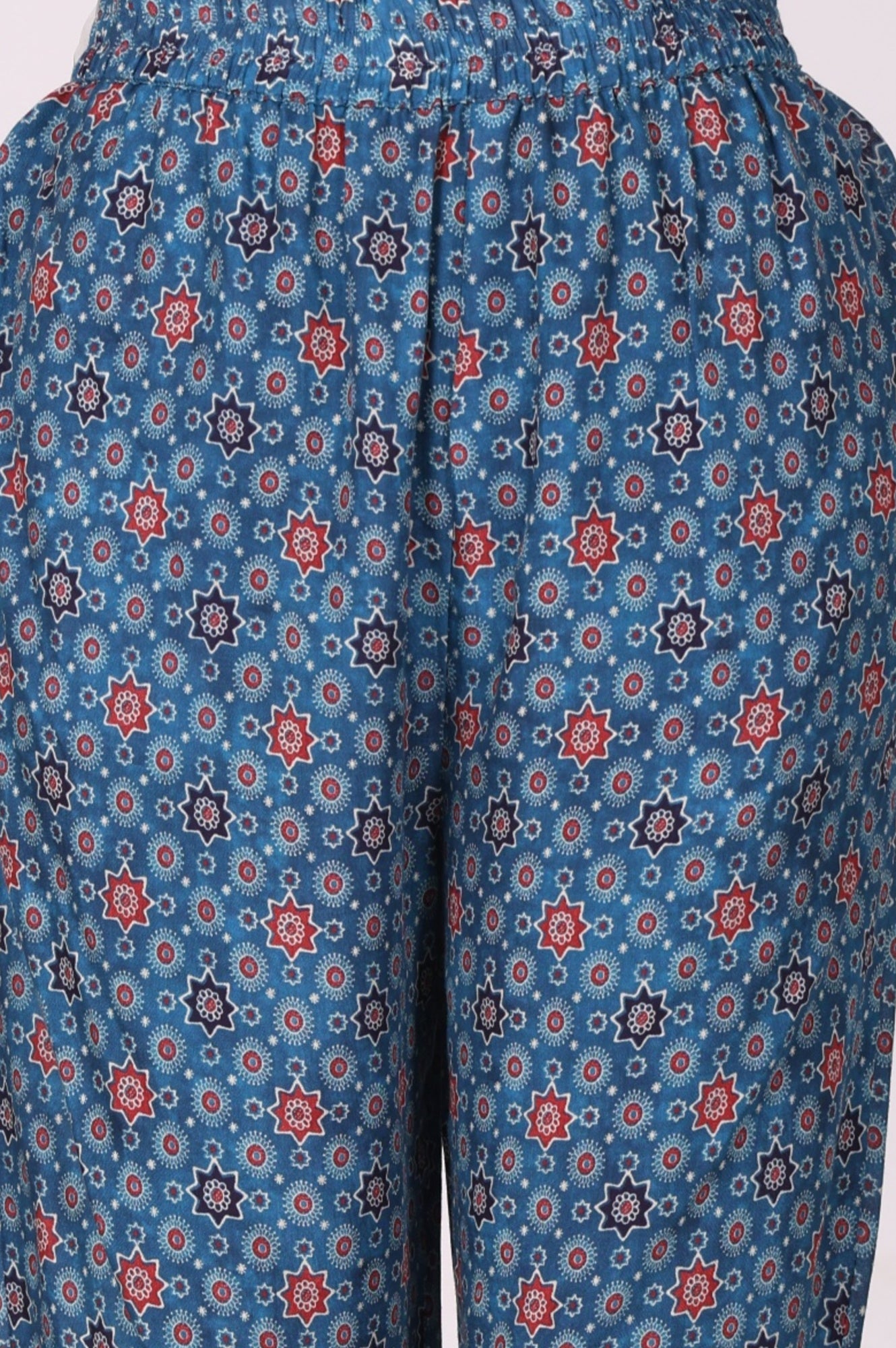Blue Floral Printed Modal Straight Kurta with Pants and Dupatta Set