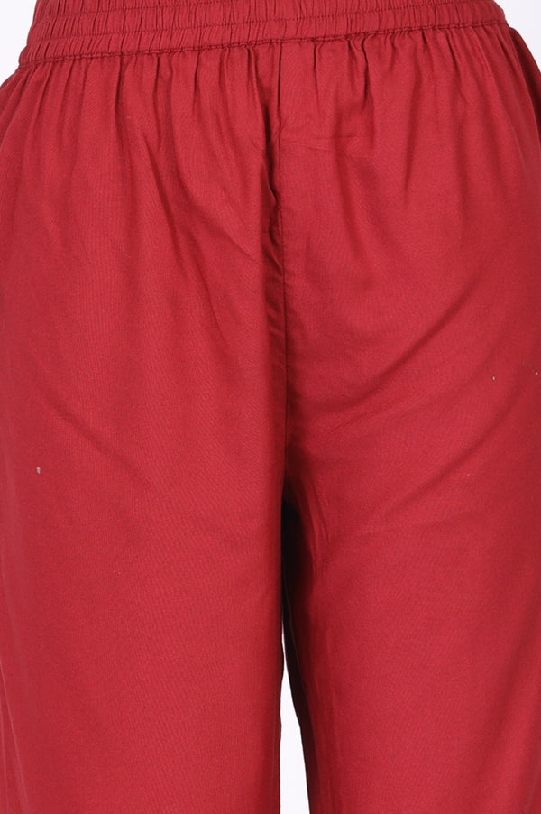 Red Floral Printed Chiffon Flared Kurta with Straight Pants and Dupatta Set