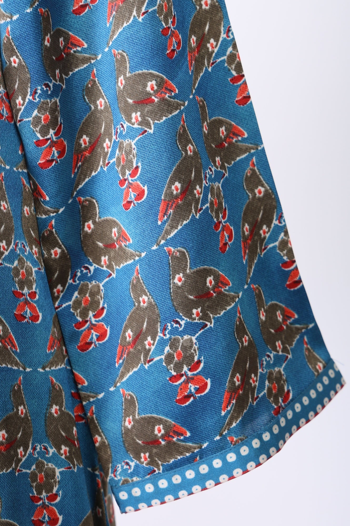 Blue Floral Printed Japanese Satin Straight Kurta and Trousers Co-ord Set