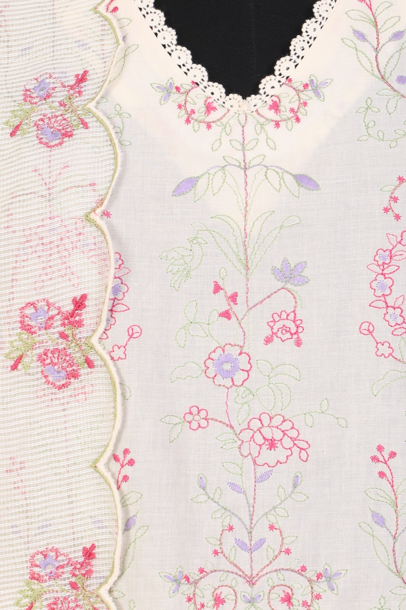 Off White Chikankari Pure Cotton Straight Kurta with Pants and Dupatta Set