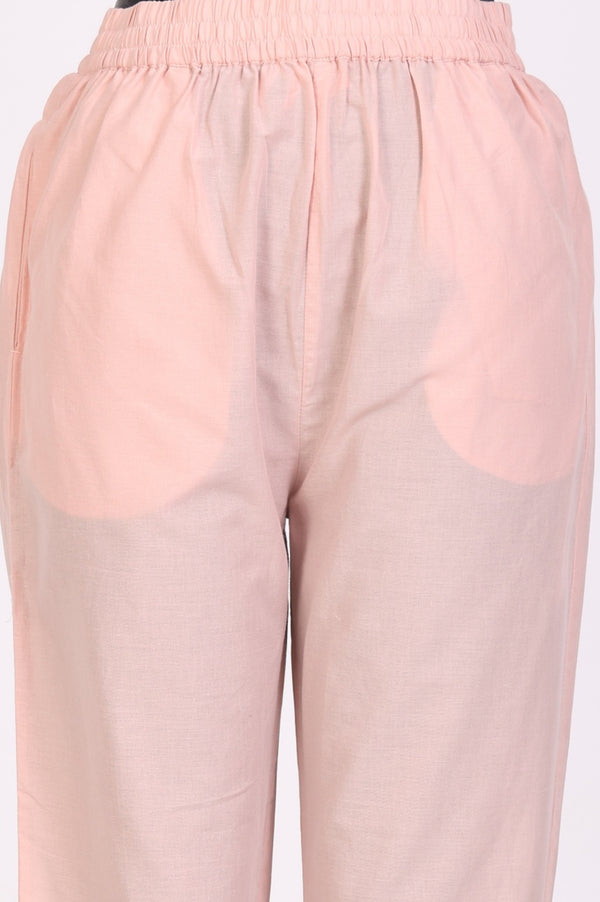 Pink Chikankari Pure Cotton Straight Kurta with Pants and Dupatta Set