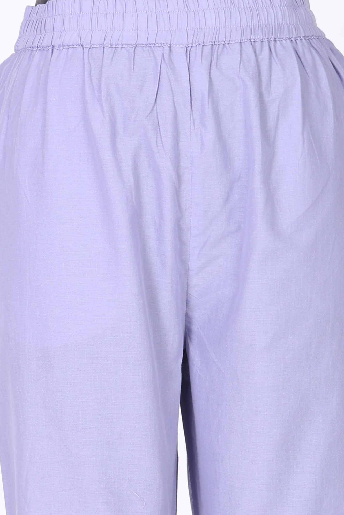 Lavender Thread Embroidered Pure Cotton Straight Kurta with Straight Pants and Dupatta Set