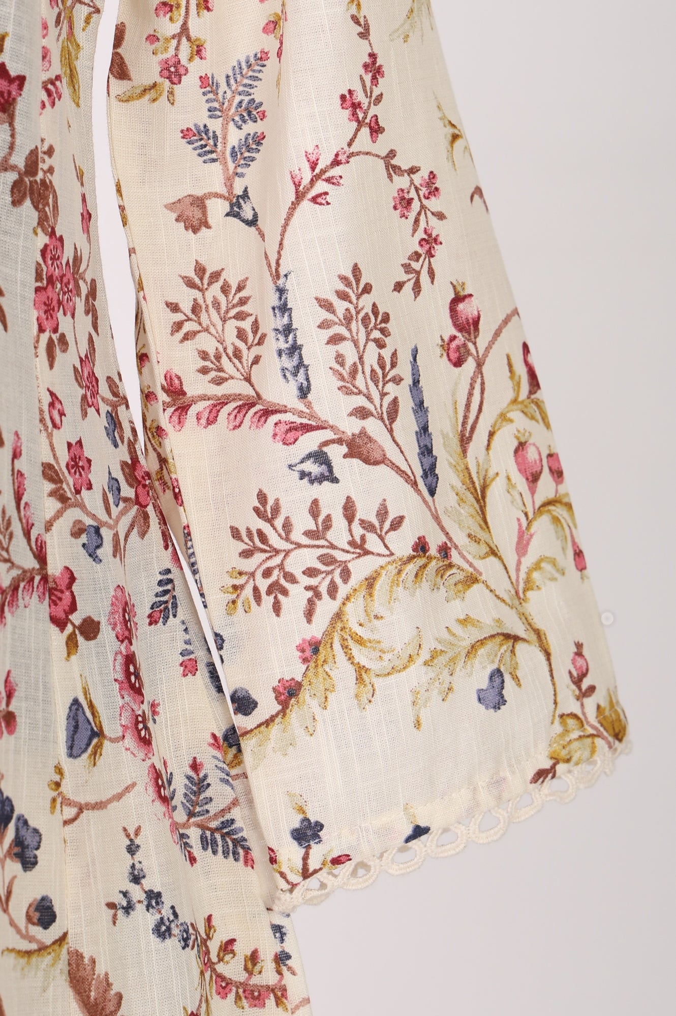 Off White Floral Printed Pure Cotton Straight Kurta with Straight Pants and Dupatta Set
