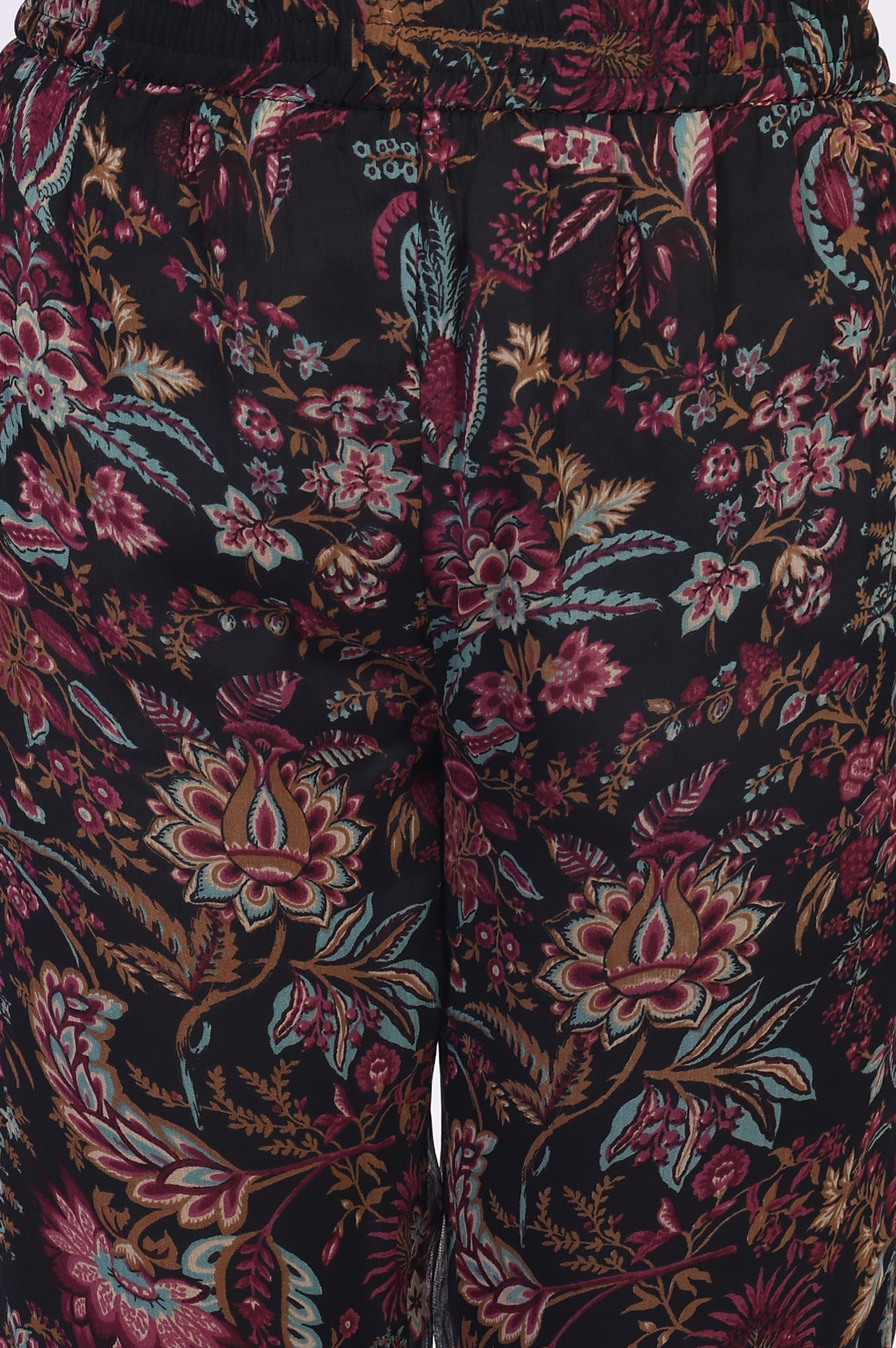 Black Floral Printed Embellished A-Line Georgette Kurta with Pant Set