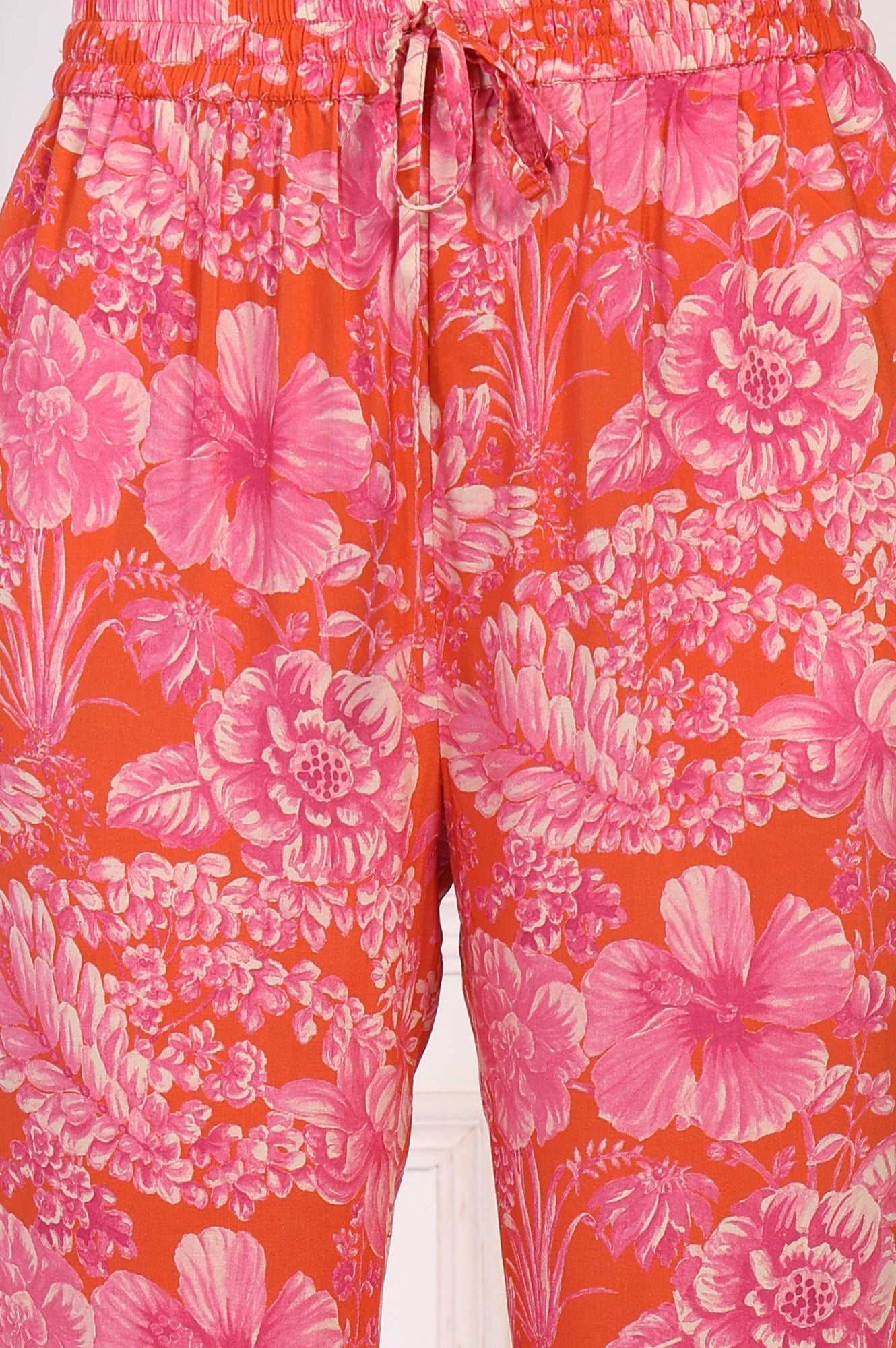 Orange Floral Printed Kaftan Modal Kurta with Pant