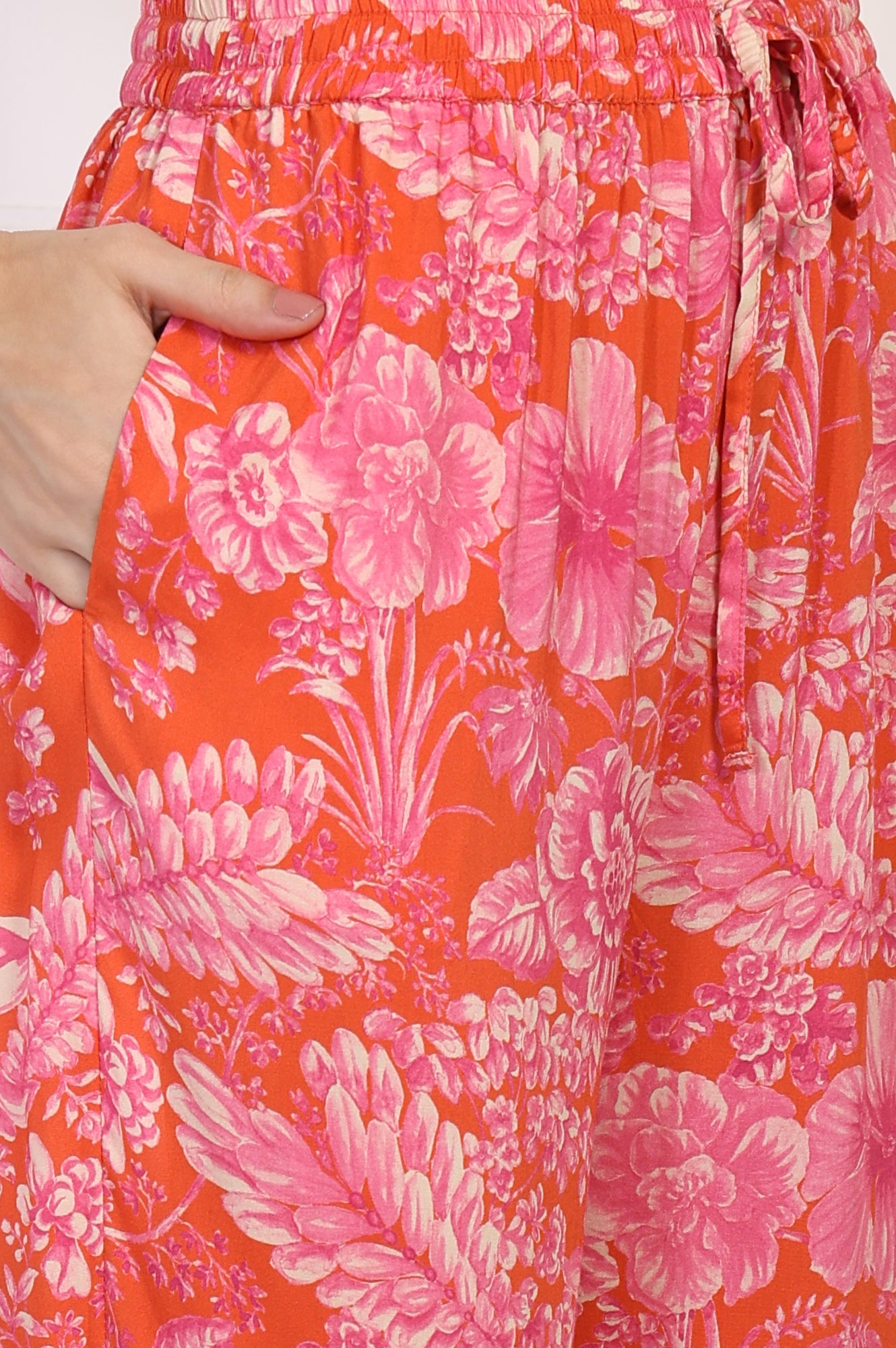 Orange Floral Printed Kaftan Modal Kurta with Pant