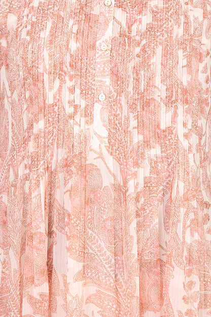 Peach Floral Printed Chiffon A-Line Kurta With Pants Co-ord Set