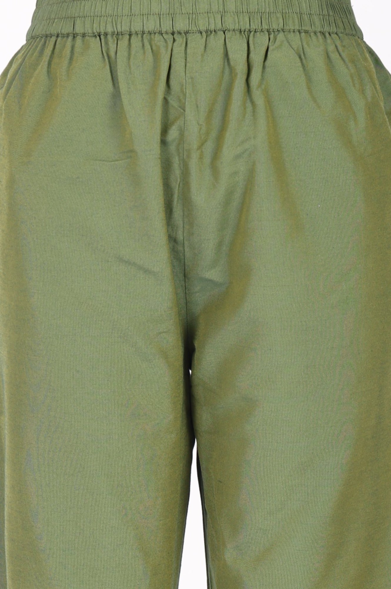Olive Green Embroidered Chanderi Straight Kurta with Pants and Dupatta Set