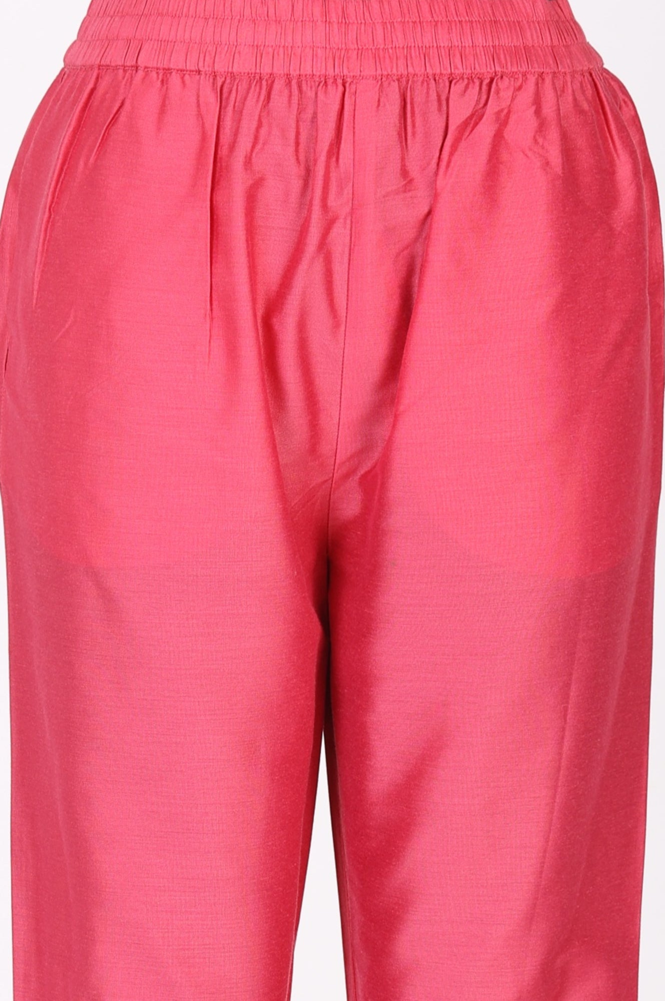 Pink Embroidered Straight Kurta with Pants Set and jacquard Dupatta