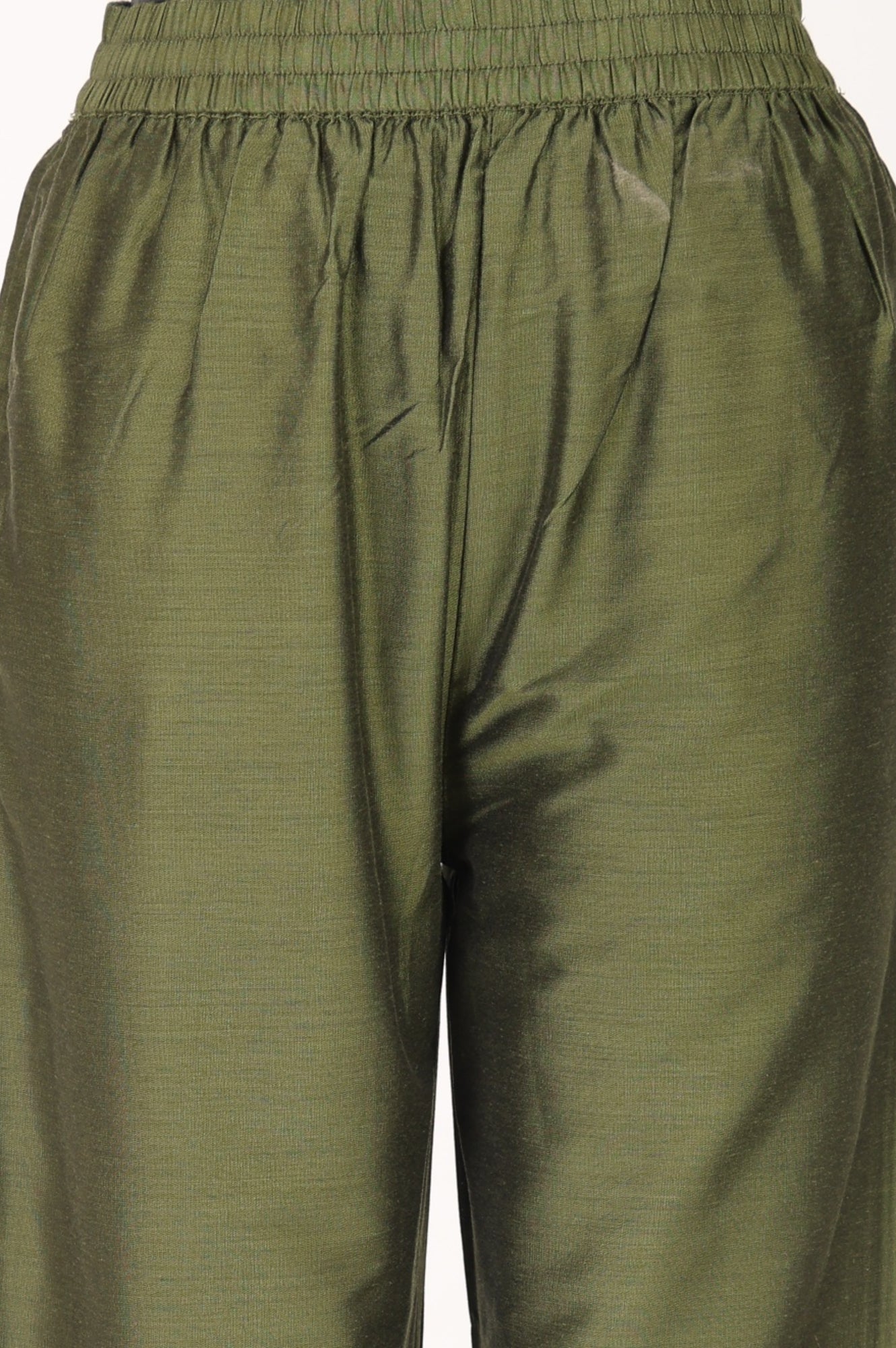 Olive Embroidered Straight Kurta With Straight Pants Co-ord Set