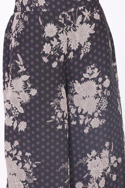 Grey Floral Printed Beadwork Georgette Sleeveless Straight Kurta with Straight Pants and Dupatta Set