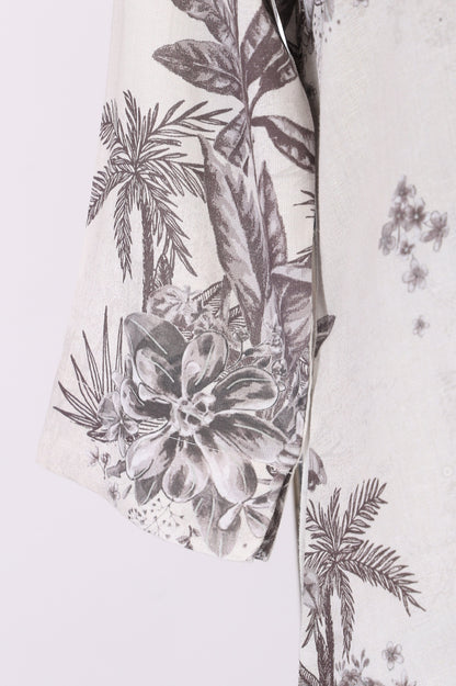 Off White Tropical Floral Printed Rayon Straight Kurta with Pants Co-ord Set