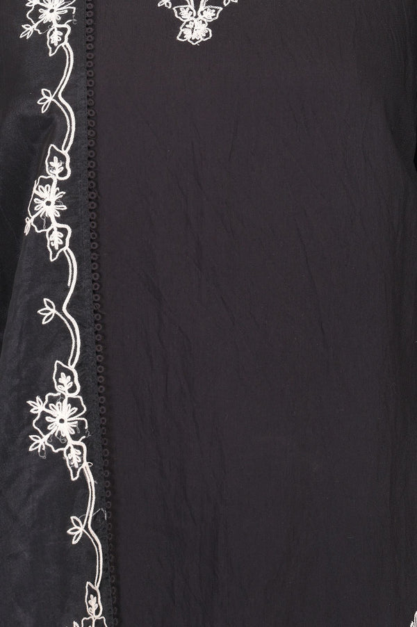 Black Thread Embroidered Straight Kurta with Straight Pant and Dupatta Set