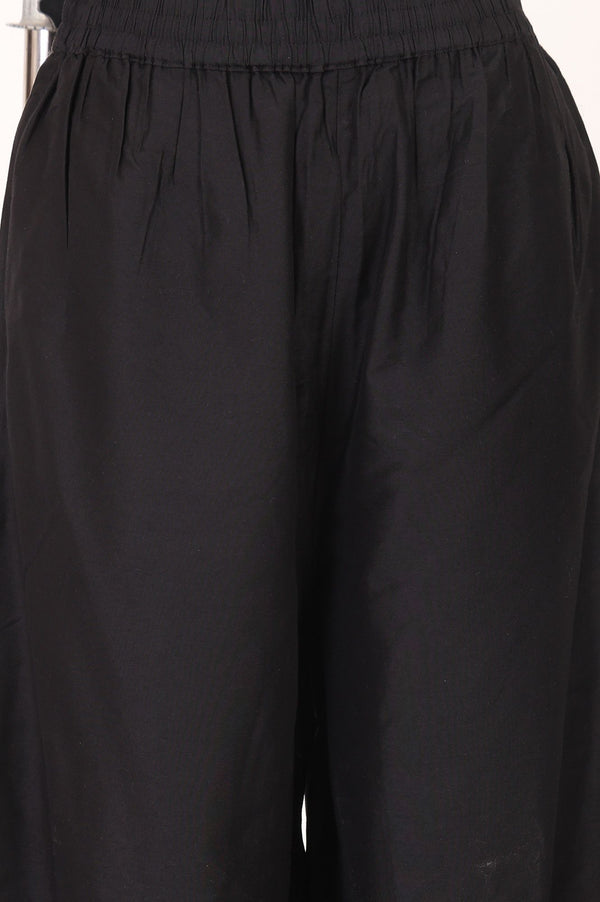 Black Thread Embroidered Straight Kurta with Straight Pant and Dupatta Set