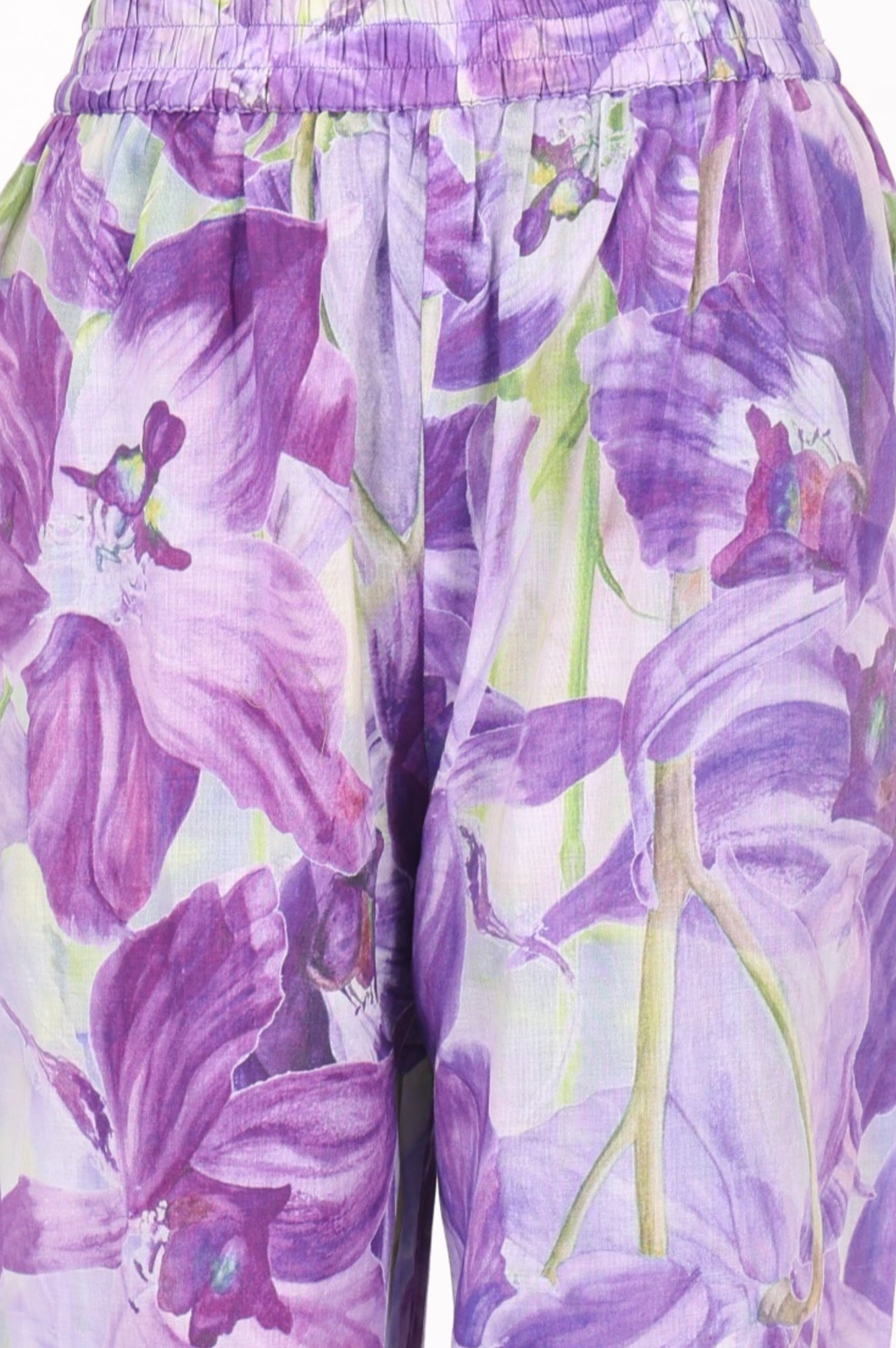 Lavender Floral Printed Pure Cotton Sleeveless Flared Kurta with Pants Co-ord Set