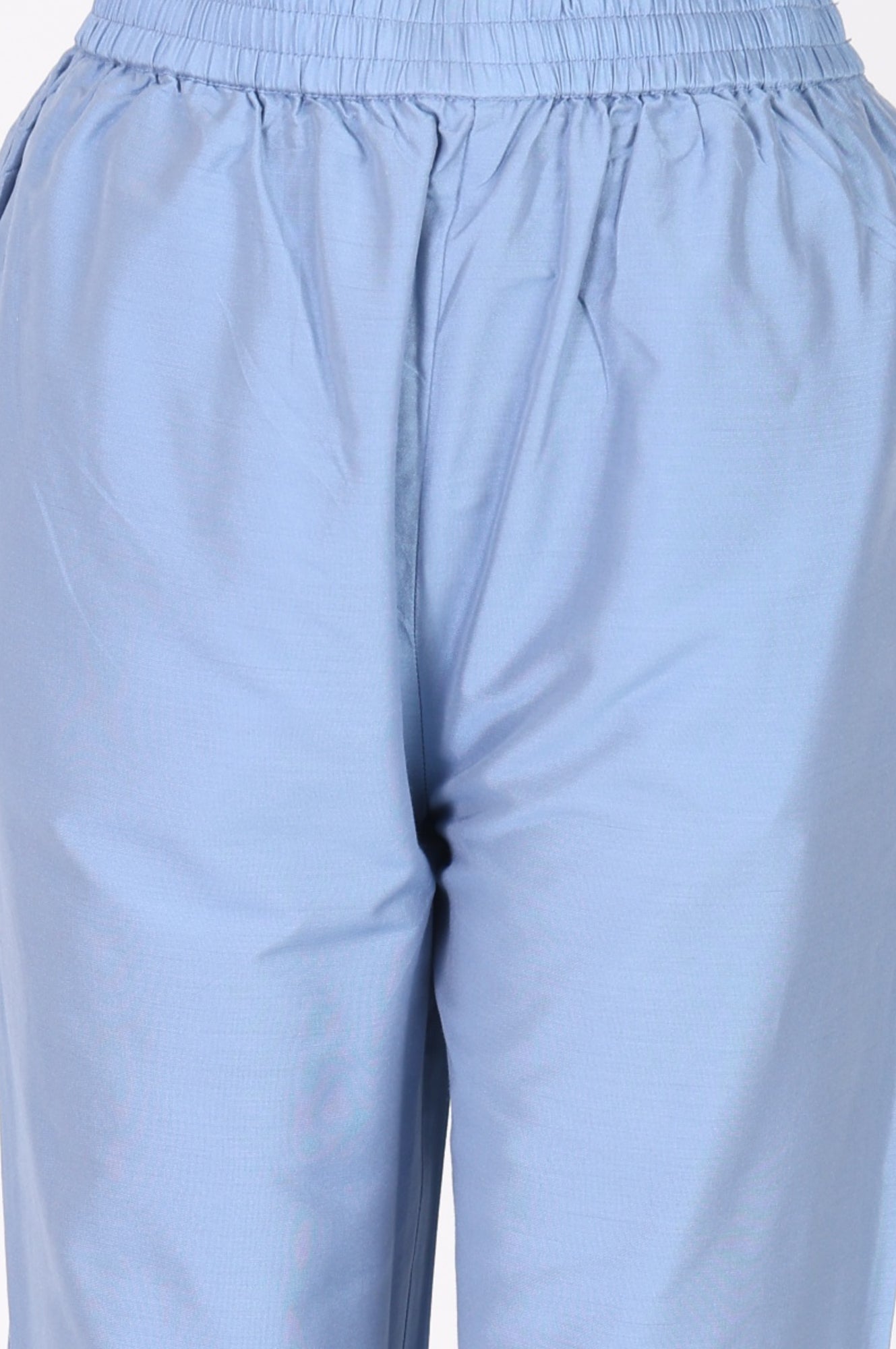 Blue Thread Embroidered Straight Kurta with Pants and Dupatta Set