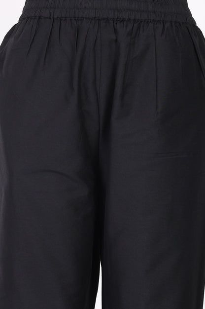 Black Bandhani Embroidered Organza Straight Kurta with Pants and Dupatta Set
