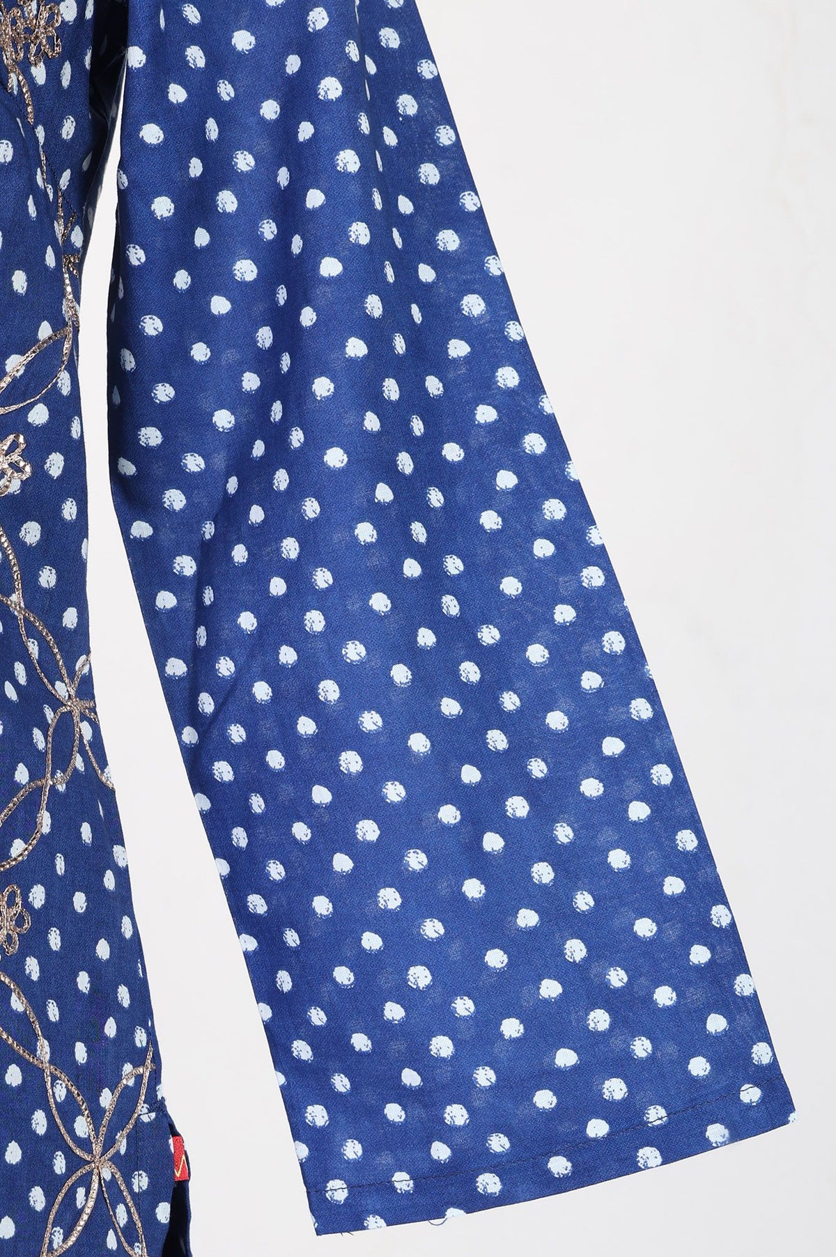 Blue Embroidered Pure Cotton Straight Kurta with Farshi Salwar and Dupatta Set