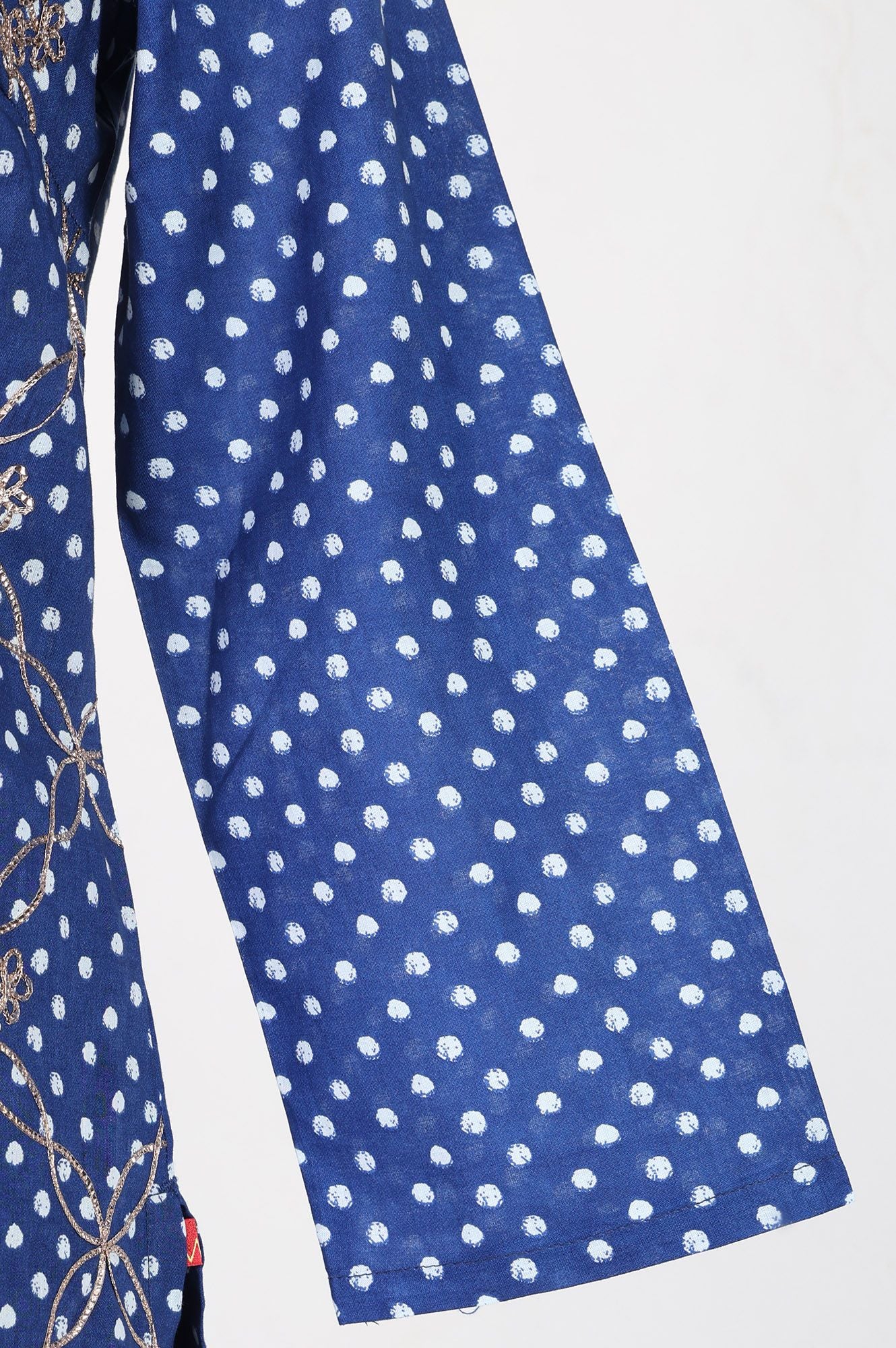 Blue Embroidered Pure Cotton Straight Kurta with Farshi Salwar and Dupatta Set