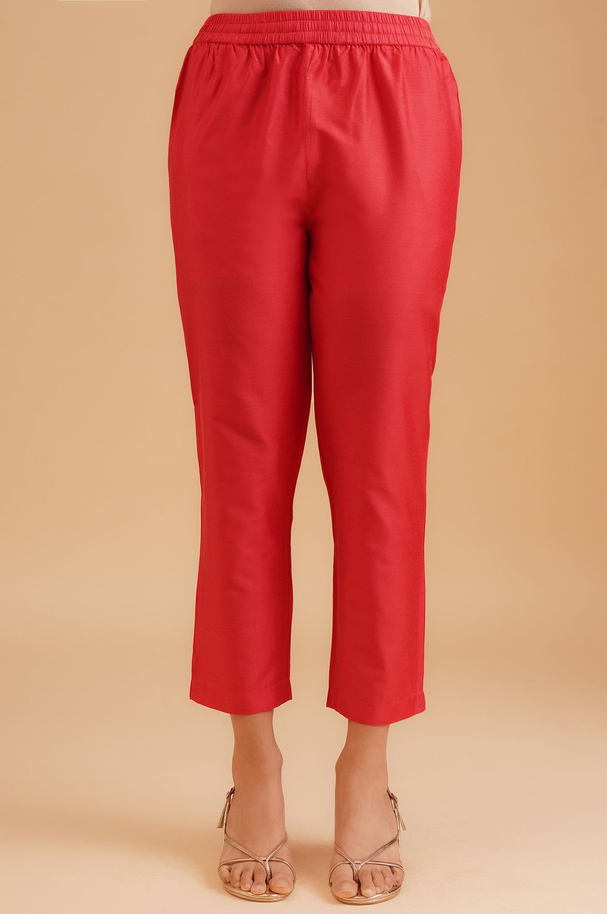 Red Bandhani Sequins Straight Kurta with Straight Pants and Dupatta Set