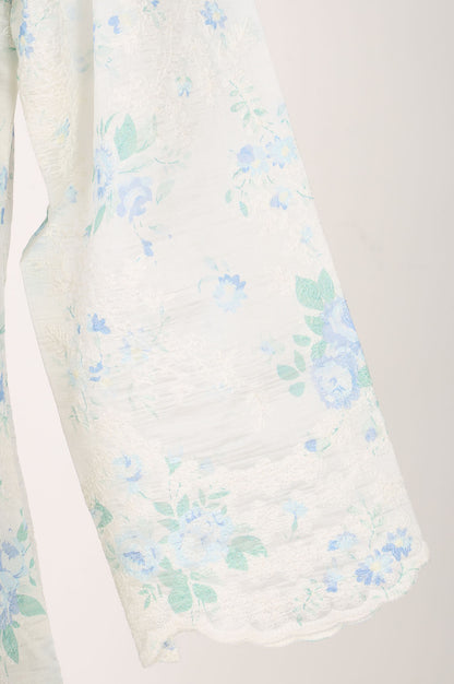 Off White Thread Embroidered Straight Kurta With Pants And Dupatta Set