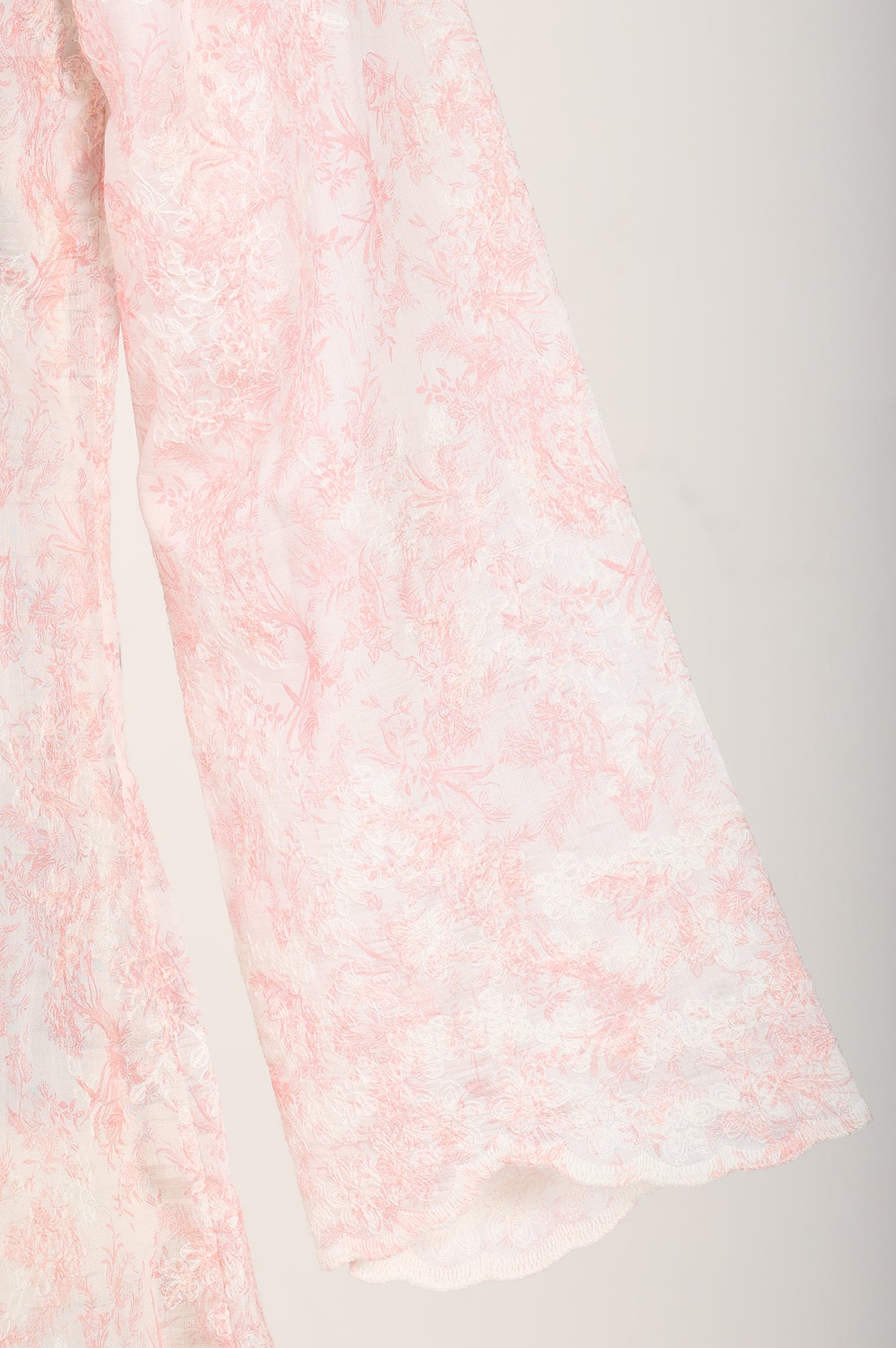 Off White Floral Printed Embroidered Tencel Straight Kurta With Pants and Dupatta Set