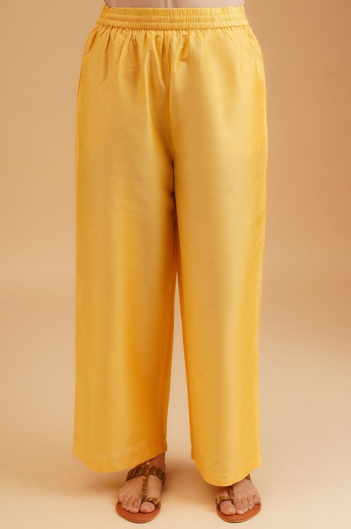 Yellow Thread Embroidered Straight Kurta with Straight Pants and Dupatta Set