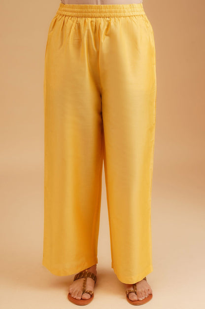 Yellow Thread Embroidered Straight Kurta with Straight Pants and Dupatta Set