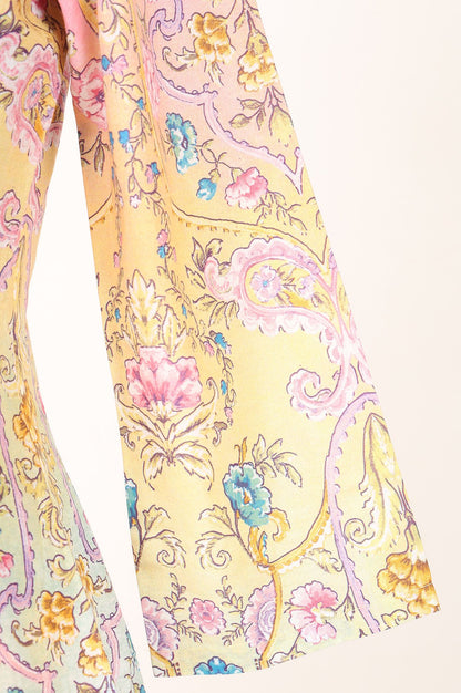 Yellow Floral Printed Pure Cotton A-line Kurta with Pant and Dupatta Set