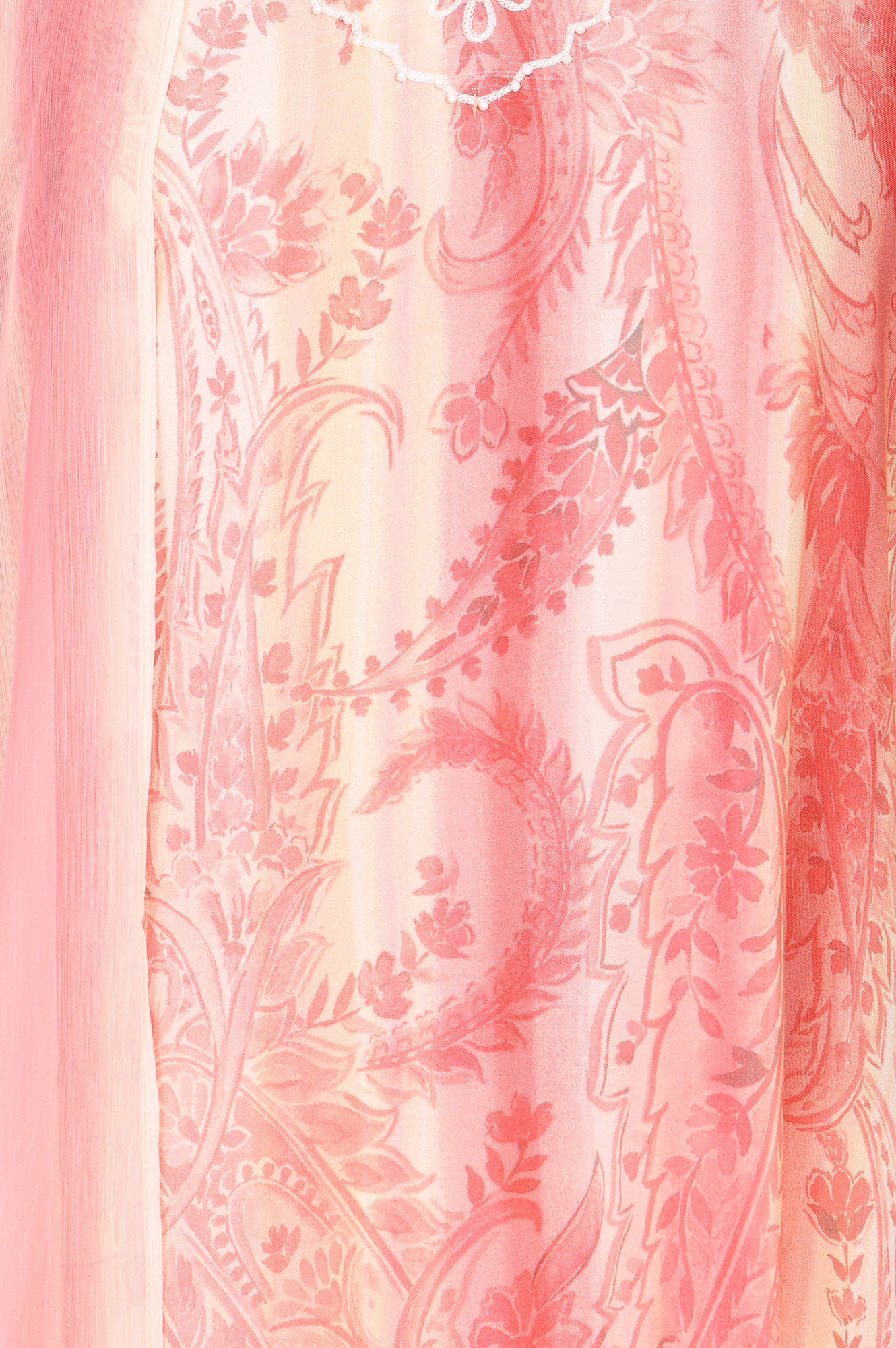 Peach Paisley Printed Straight Kurta With Pants And Dupatta Set