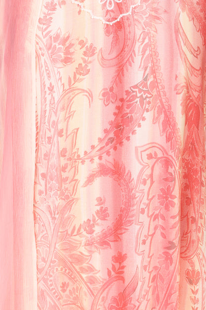 Peach Paisley Printed Straight Kurta With Pants And Dupatta Set