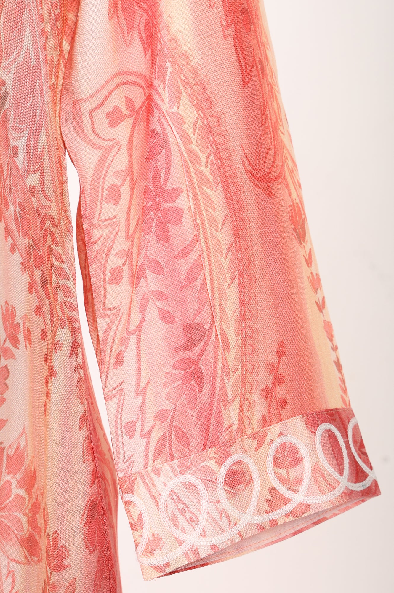 Peach Paisley Printed Straight Kurta With Pants And Dupatta Set