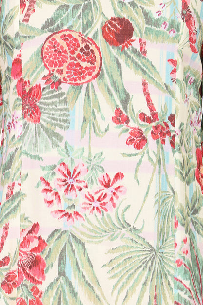 Off White Floral Printed Straight Kurta With Straight Pants Co-ord Set